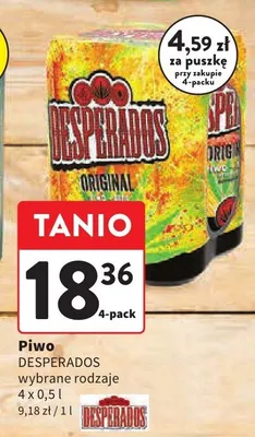 Piwo Desperados wybrane rodzaje 4-pak 500 ml promocja w Intermarche