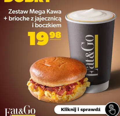 Zestaw Mega Kawa + brioche z jajecznicą i boczkiem Eat&Go promocja w AVIA Stacje Paliw
