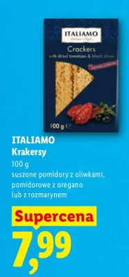 Krakersy suszone pomidory z oliwkami, pomidorowe z oregano lub z rozmarynem promocja w Lidl