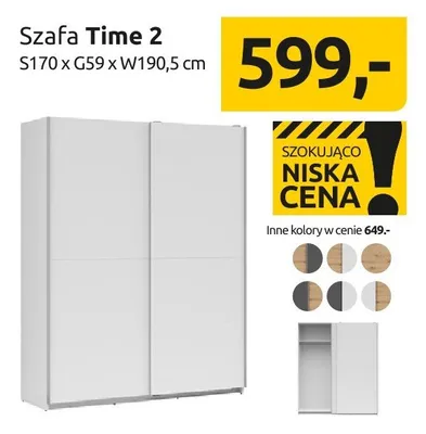 Szafa Time 2 S170xG59xW190,5cm promocja w Black Red White
