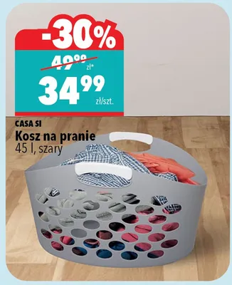 Kosz na pranie 45 l, szary Casa Si promocja w Biedronka Home