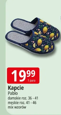 Kapcie Pablo damskie roz. 36 - 41 męskie roz. 41 - 46 mix wzorów promocja w Leclerc