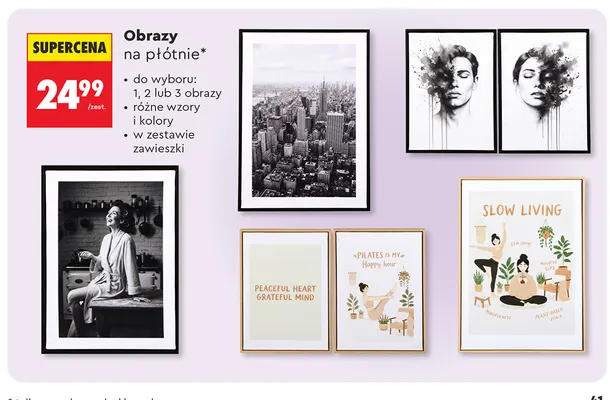 3 obrazy na płótnie 3-pak promocja w Biedronka
