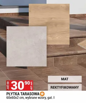 Płytka tarasowa 60x60x2cm wybrane wzory gat. I mat rektyfikowany promocja w Merkury Market