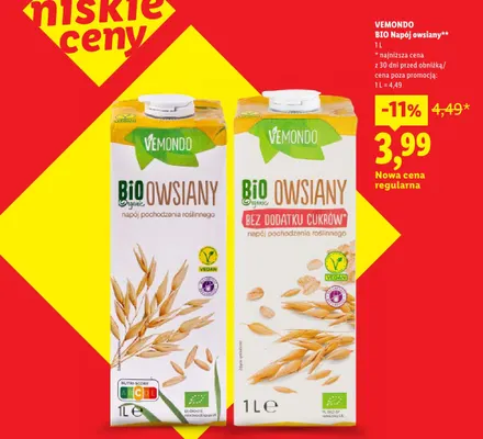 Napój owsiany Vemondo promocja w Lidl