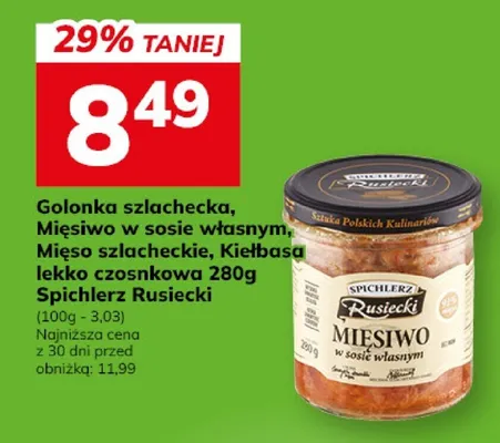 Golonka szlachecka, Mięsiwo w sosie własnym, Mięso szlacheckie, Kiełbasa lekko czosnkowa promocja w Hitpol