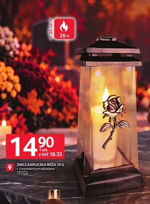 Znicz kapliczka Róża z wymiennym wkładem promocja w Selgros