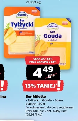 Ser edam w plastrach Miletto promocja w Netto
