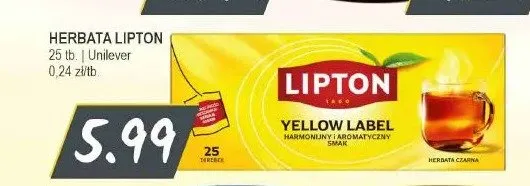 Herbata Lipton Yellow Label promocja w Słoneczko