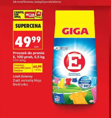 Proszek do prania E 100 prań promocja w Biedronka