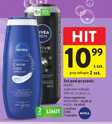 Żel pod prysznic Nivea Men Active Clean promocja w Intermarche