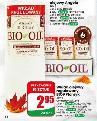 Wkład olejowy regulowany BIO9 Płomyk promocja w Dino