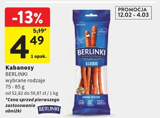 Kabanosy wybrane rodzaje promocja w Intermarche