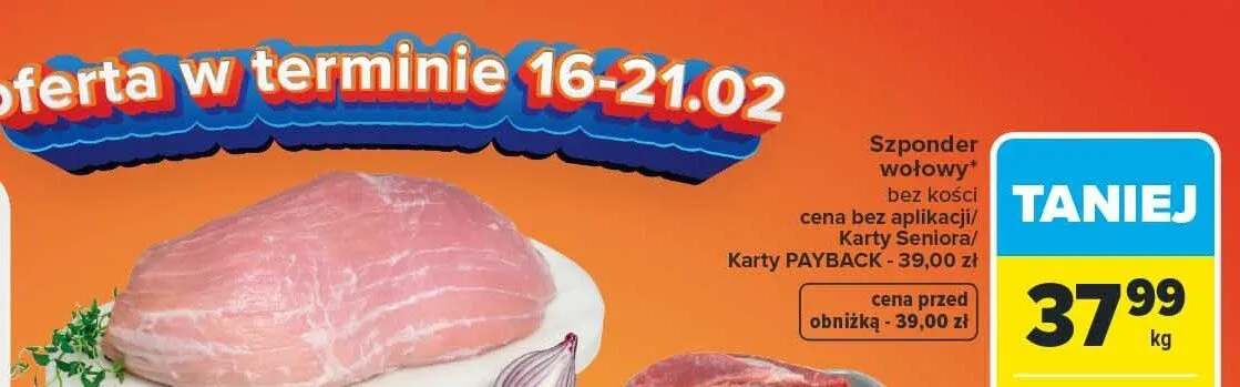 Szponder wołowy bez kości Carrefour promocja w Carrefour