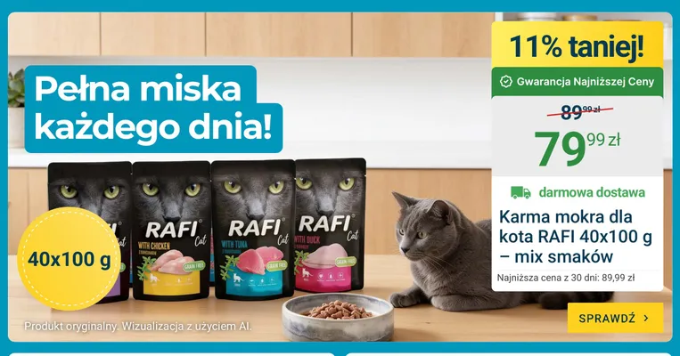 Karma mokra dla kota Rafi 40-pak 100 g promocja w ERLI