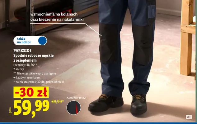 Spodnie robocze męskie z ociepleniem Parkside promocja w Lidl
