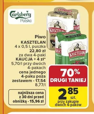 Piwo Kasztelan Jasne Pełne promocja w Carrefour Market