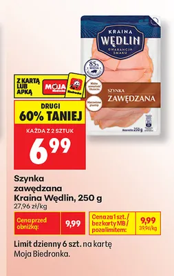 Szynka zawędzana Kraina Wędlin promocja w Biedronka