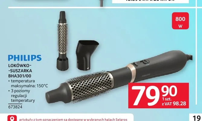 Lokówko-suszarka BHA301/00 Philips promocja w Selgros