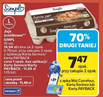 Jaja ściółkowe Simpl rozmiar L promocja w Carrefour Market