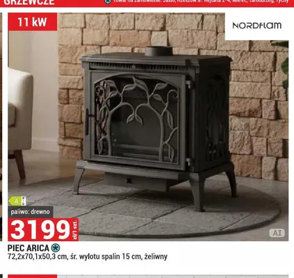 Piec Arica żeliwny Nordflam promocja w Merkury Market