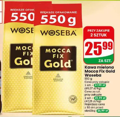 Kawa mielona Woseba Moc Fix Gold promocja w Dino