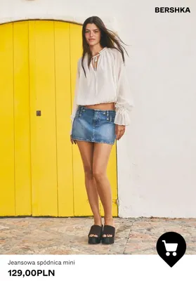 Spódnica jeansowa mini Bershka promocja w Bershka