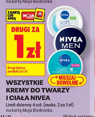 Kremy do twarzy i ciała Nivea promocja w Biedronka