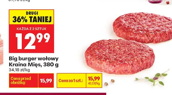 Big burger wołowy Kraina Mięs promocja w Biedronka