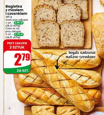 Bagietka z masłem i czosnkiem promocja w Dino