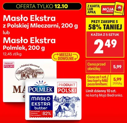 Masło Ekstra Polmlek promocja w Biedronka