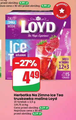 Herbatka na zimno Ice Tea truskawka malina Loyd promocja w Dino