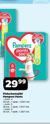Pieluchomajtki Pampers Pants rozmiar 5 promocja w Netto