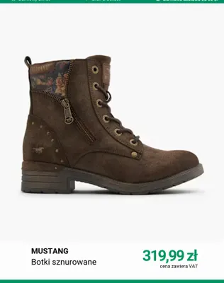 Botki sznurowane Mustang promocja w Deichmann