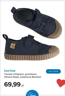 Trampki chłopięce Cool Club granatowe Zdrowa Stopa podeszwa Barefoot promocja w Smyk
