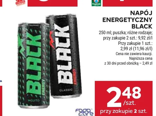 Napój energetyczny Black promocja w Stokrotka