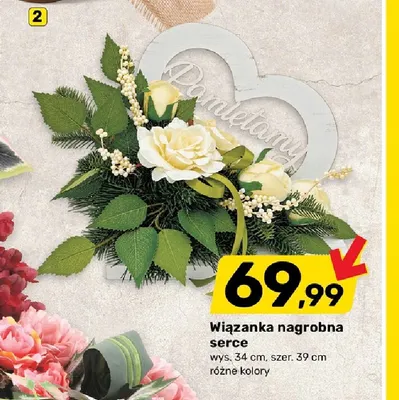 Wiązanka nagrobna serce promocja w Bricomarche