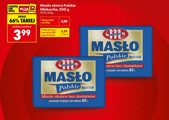 Masło ekstra Polskie Mlekovita promocja w Biedronka
