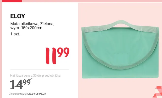 Mata piknikowa zielona 150x200cm Eloy promocja w Rossmann