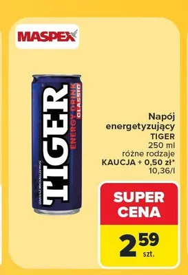 Napój energetyzujący Tiger Classic promocja w Carrefour Market