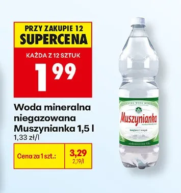 Woda mineralna niegazowana Muszynianka promocja w Biedronka