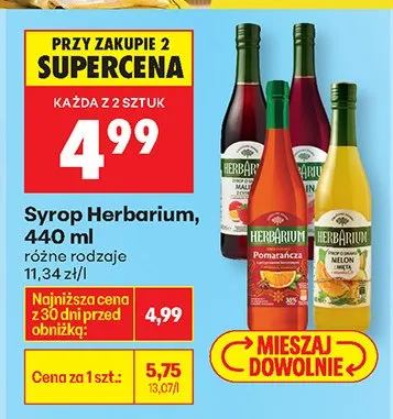 Syrop Herbarium różne rodzaje wiśniowy promocja w Biedronka