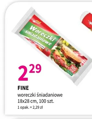 Woreczki śniadaniowe Fine 18x28 cm promocja w Drogerie Polskie