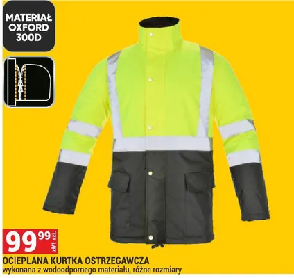 OCIEPLANA KURTKA OSTRZEGAWCZA różne rozmiary MATERIAŁ OXFORD 300D promocja w Merkury Market
