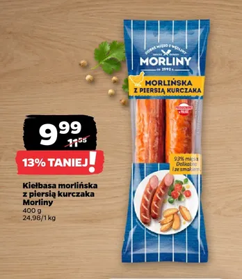 Kiełbasa morlińska z piersią kurczaka Morliny promocja w Netto