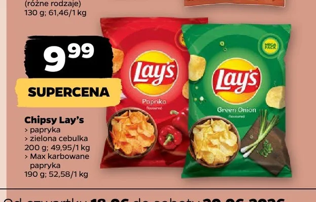 Chipsy o smaku zielonej cebulki Lay's promocja w Netto