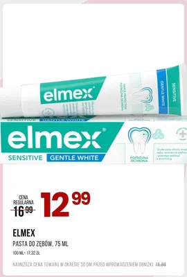 Pasta do zębów Elmex Sensitive Gentle White promocja w Drogerie Natura