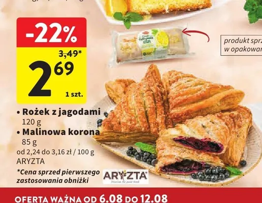 Malinowa korona Aryzta promocja w Intermarche