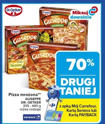 Pizza mrożona Guseppe różne rodzaje promocja w Carrefour