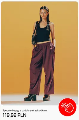 Spodnie baggy z ozdobnymi zakładkami Cropp promocja w Cropp